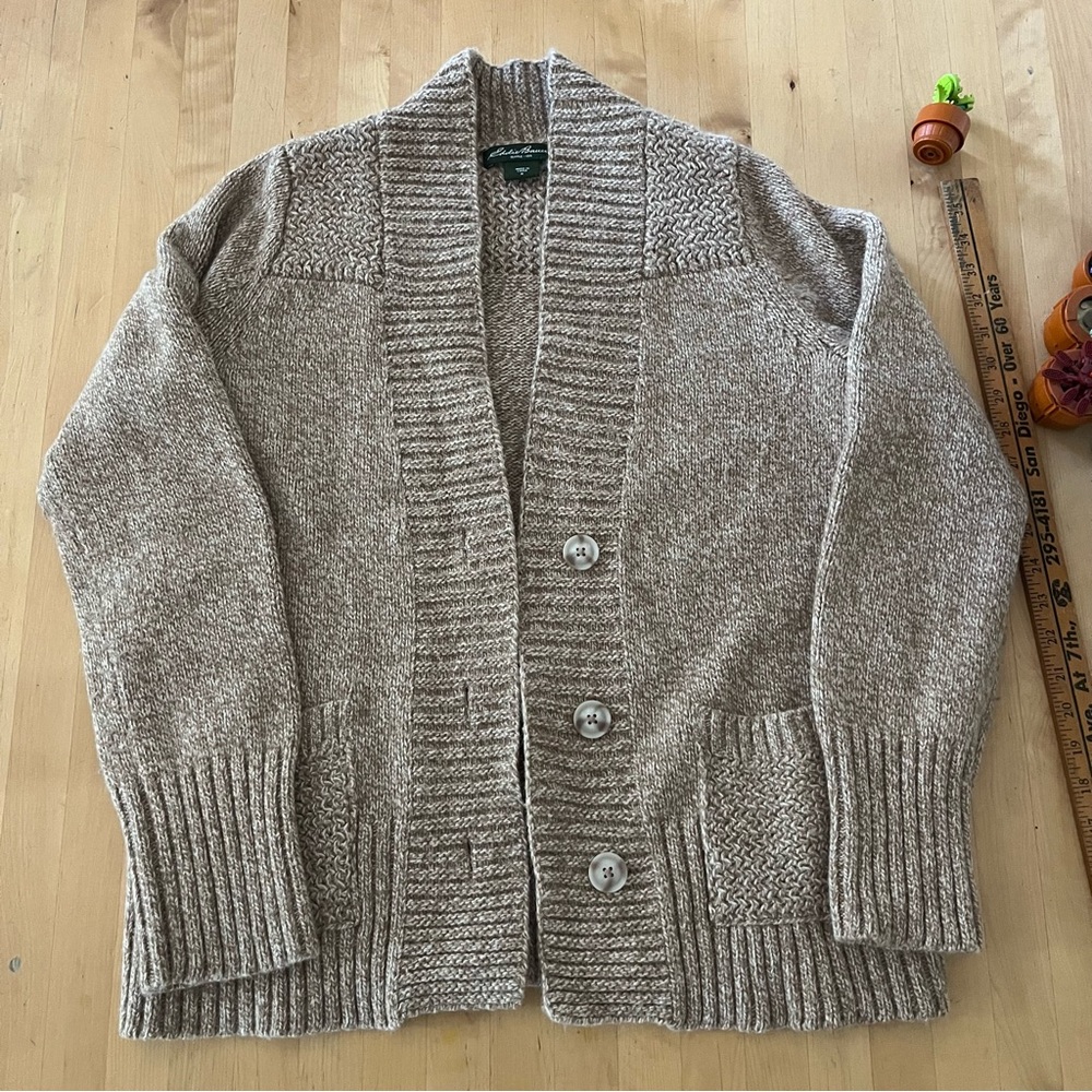 Eddie Bauer V-Neck Beige Women's Cardigan